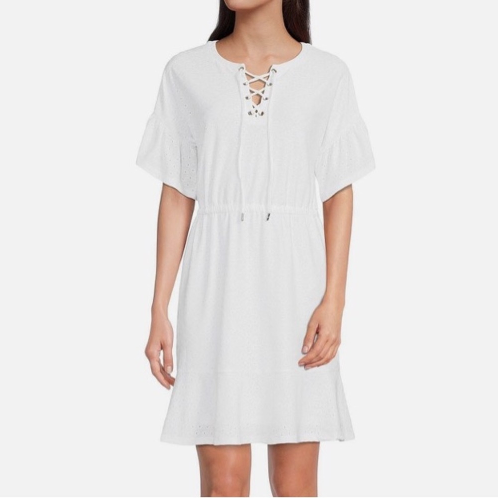 ✅Sold Michael Kors white lace-up dress NWT